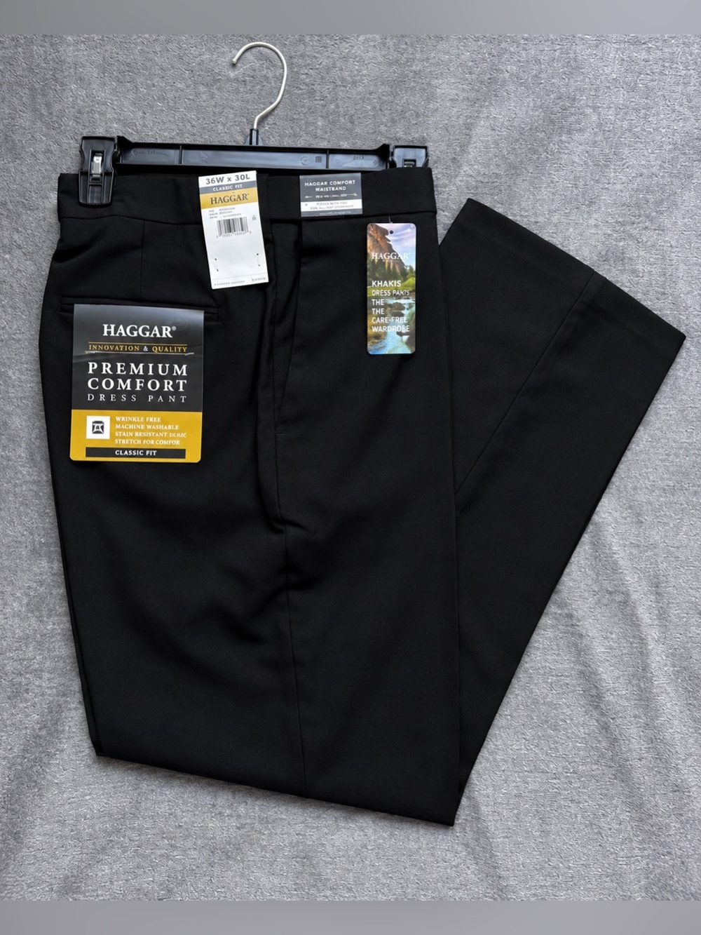 NEW Haggar Dress Pants 36x30 36W 30L Black